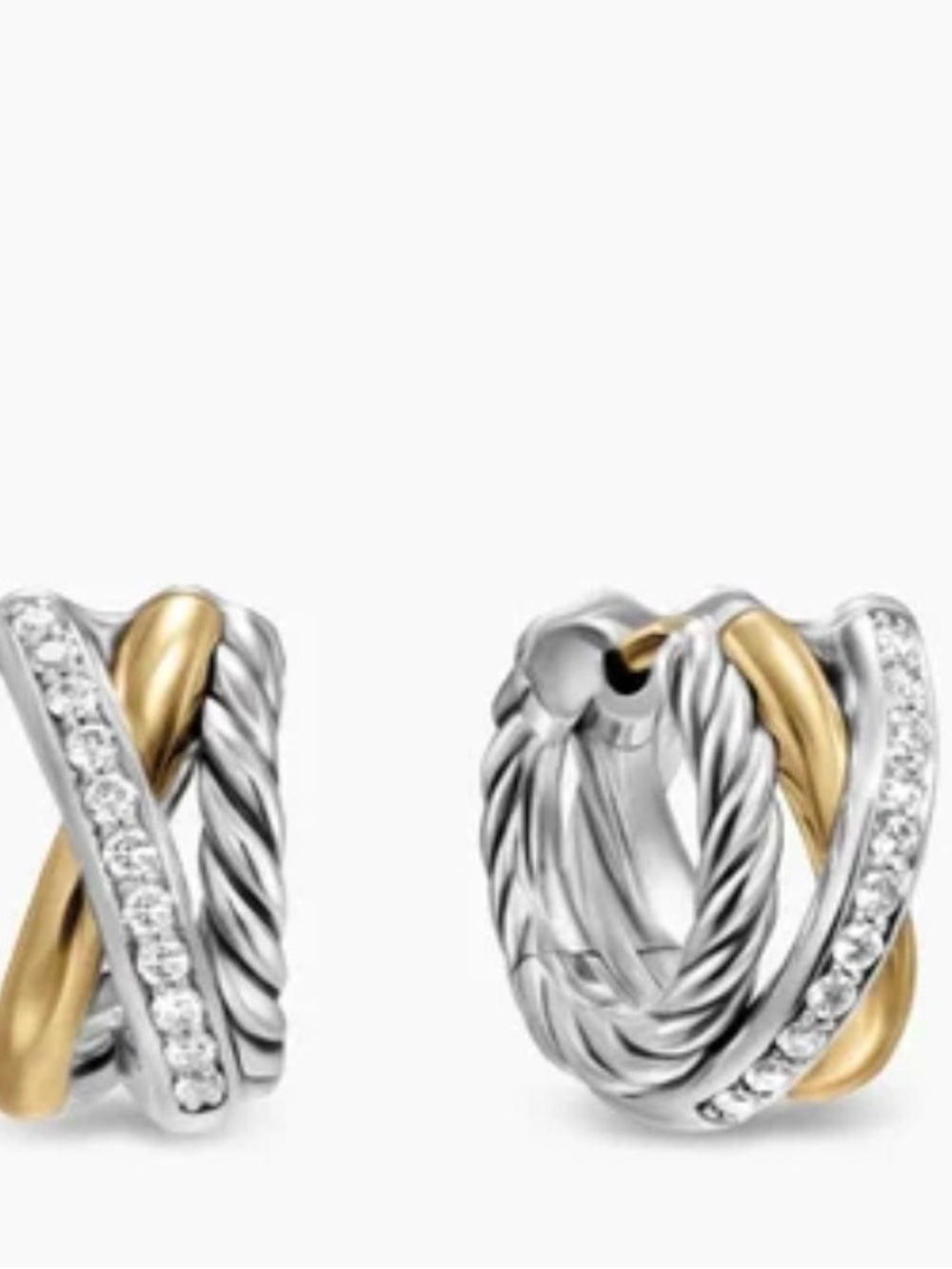 David Yurman - CROSSOVER THREE ROW HUGGIE HOOP EARRINGS